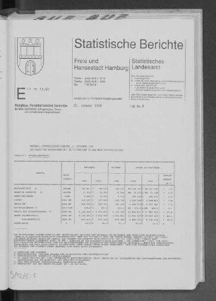 Bergbau, Verarbeitendes Gewerbe November 1991 : Lfd. Nr. 6