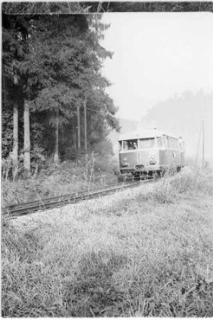 Haigerloch-Trillfingen, Schienenbus VT 6, erbaut 1951, Uerdingen, Unfall 1970