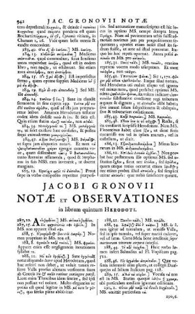 Jacobi Gronovii Notæ Et Observationes in librum quintum Herodoti.