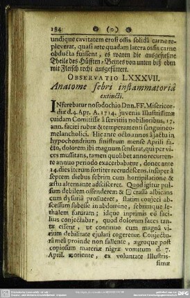 Observatio LXXXVII. Anatome febri inflammatoria extincti