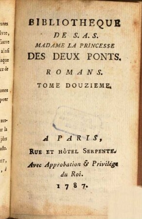 Bibliothèque universelle des dames. Classe 5. Romans. 12. 1787