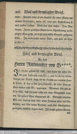 Fünf und dreyßigster Brief. An den Herrn Rittmeister von B****