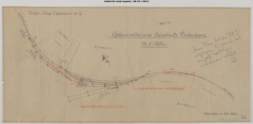 Eudenberg, Gleisanschluss: Gleiserweiterung im Anschluss Eudenberg. Verlängerung der Gleise 2 und 3 im Anschluss Eudenberg der Basalt-AG. Entwurf zu SN176/16.