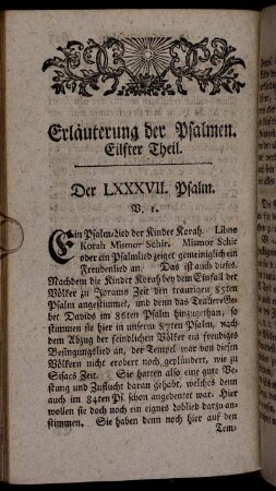 Erläuterung der Psalmen. Eilfter Theil.