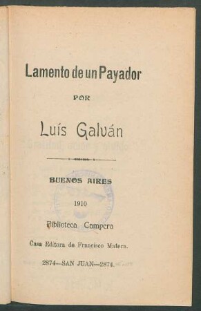 Lamento de un payador