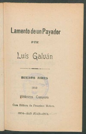 Lamento de un payador