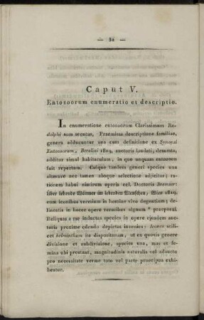 Caputt V. Entozoorum enumeratio descriptio.
