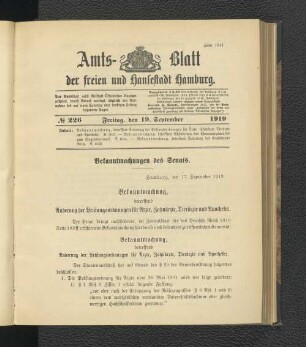 No.226, Freitag, den 19. September 1919
