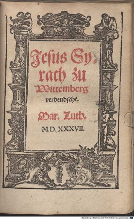 Jesus Syrach : zu Wittemberg verdeudscht