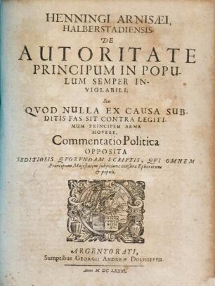 De autoritate principum in populum semper inviolabili
