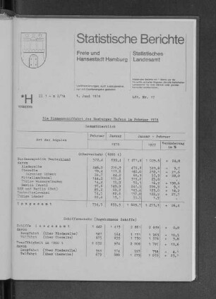 Die Binnenschiffahrt des Hamburger Hafens im Februar 1978 : Lfd. Nr. 17