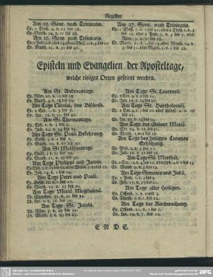 Episteln und Evangelien der Aposteltage, welcher einiger Orten gefeiret werden