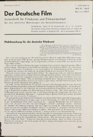 Der Deutsche Film - 1937-Apr: Der Deutsche Film - 1937-Apr