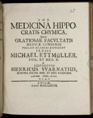 Medicina Hippocratis Chymica
