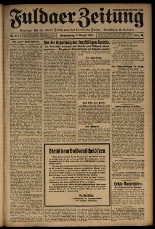 Erste Ausgabe vom Donnerstag, den 06. August 1931.