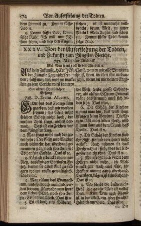 XXXV. Von der Auferstehung der Todten, und Zukunfft zum Jüngsten Gericht. - XXXVIII. Præfationes.