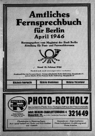 1946: Amtliches Fernsprechbuch für Berlin
