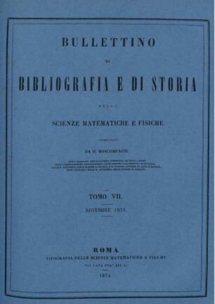 Tomo VII. Novembre 1874.