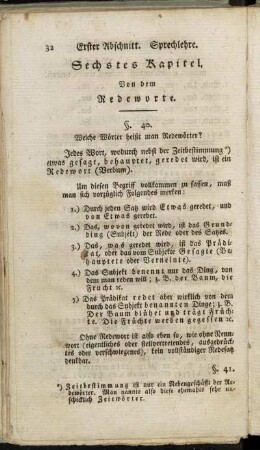 Sechstes Kapitel. Von dem Redeworte. - Achtes Kapitel. Von den stellvertretenden Wörtern.
