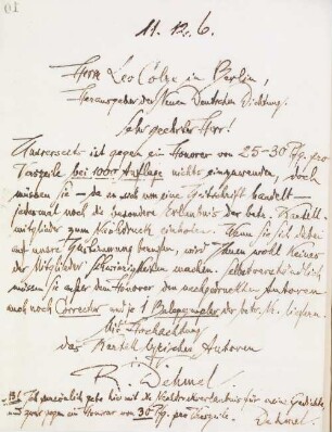 Brief an Leo Colze
