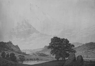 Herbst (Blick über ein Tal aufs Gebirge)