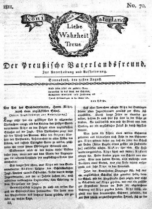 No. 70., vom 31sten August