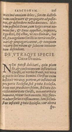 De Utraque Specie Coenae Domini.