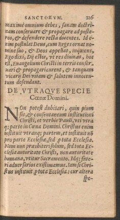 De Utraque Specie Coenae Domini.