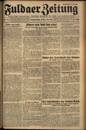 Erste Ausgabe vom Samstag, den 30. November 1935.