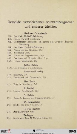 Gemälde verschiedener württembergischer und anderer Meister (Nr. 261-723)
