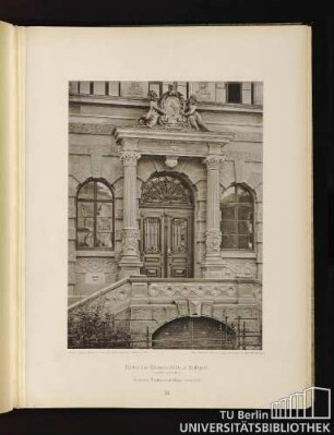 58. Portal der Römerschule in Stuttgart. Façade auf Tafel 4. Architekt: Baustadtrat Mayer daselbst.