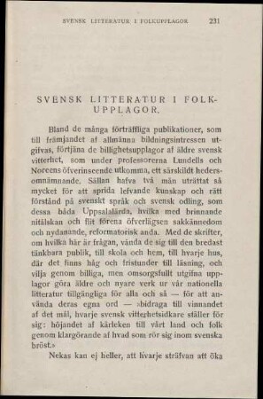 Svensk Litteratur I Folkupplagor.