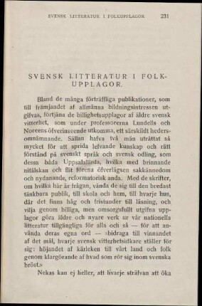 Svensk Litteratur I Folkupplagor.