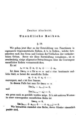 Zweiter Abschnitt - Unendliche Reihen.
