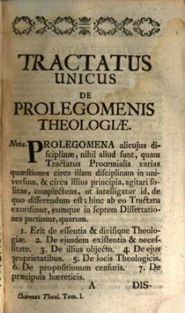 Rev. Pat. Thomae Ex Charmes ... Theologia Universa : Ad Usum Sacrae Theologiae Candidatorum, 1. De Prolegomenis