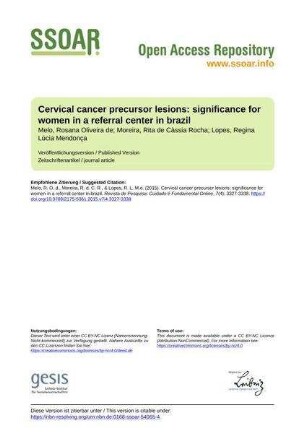 Cervical cancer precursor lesions: significance for women in a referral center in brazil