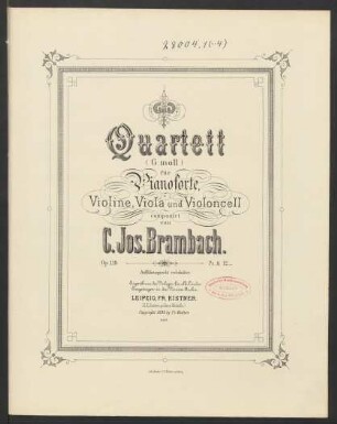 Quartett (G moll) für Pianoforte, Violine, Viola und Violoncell op. 110