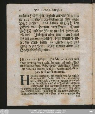 [Die Staats-Klugheit der Medicorum.]