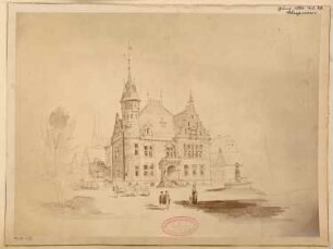 Rathaus, Rastenburg Monatskonkurrenz Juni 1884: Perspektivische Ansicht