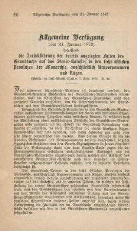 Allgemeine Verfügung vom 31. Januar 1873