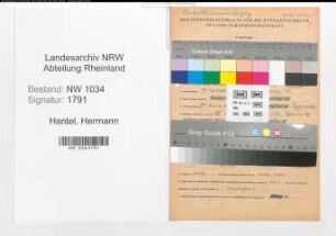 Entnazifizierung Hermann Hantel , geb. 18.09.1875 (Oberfeuerwerker)