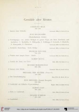 Gemälde alter Meister (Nr. 1-72)