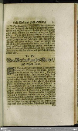 Tit. IV. Von Verkauffung des Holtzes, und dessen Taxa