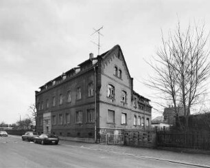 Leipzig-Sellerhausen-Stünz. Wohnhaus mit Anbau (um 1905), Karl-Härting-Straße 1. Straßenansicht