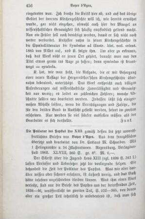 456-458 [Rezension] Boyer D'Agen, Augustin, Die Prälatur des Papstes Leo XIII. gemäß dessen bis jetzt unveröffentlichten Briefen