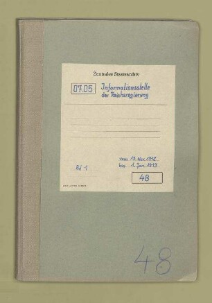 Tagesberichte der Zweigstelle I für Legationsrat von Riepenhausen.- Berichte 3-24, 26-44, 48, 50-55, 55, 56