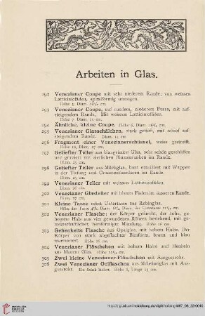 Arbeiten in Glas (Nr. 292-321)