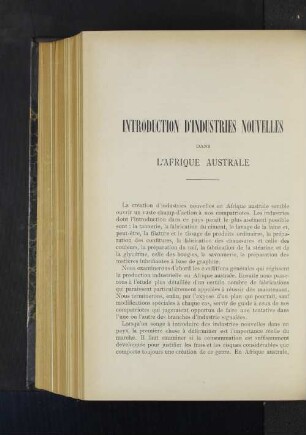 Introduction D'Industries Nouvelles Dans L'Afrique Australe.