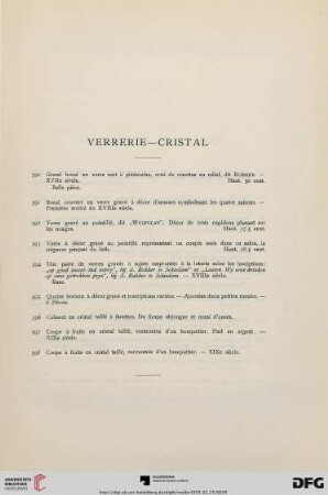 Verrerie – cristal (Nr. 390-398)
