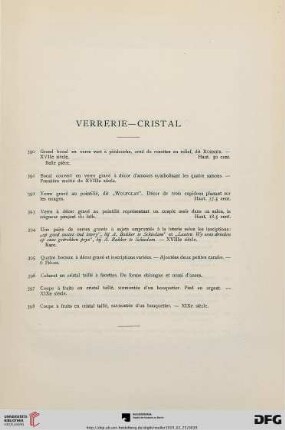 Verrerie – cristal (Nr. 390-398)